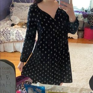 Black Long Sleeve Swing Dress